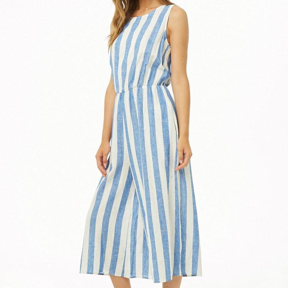 Striped Linen Culotte Jumpsuit